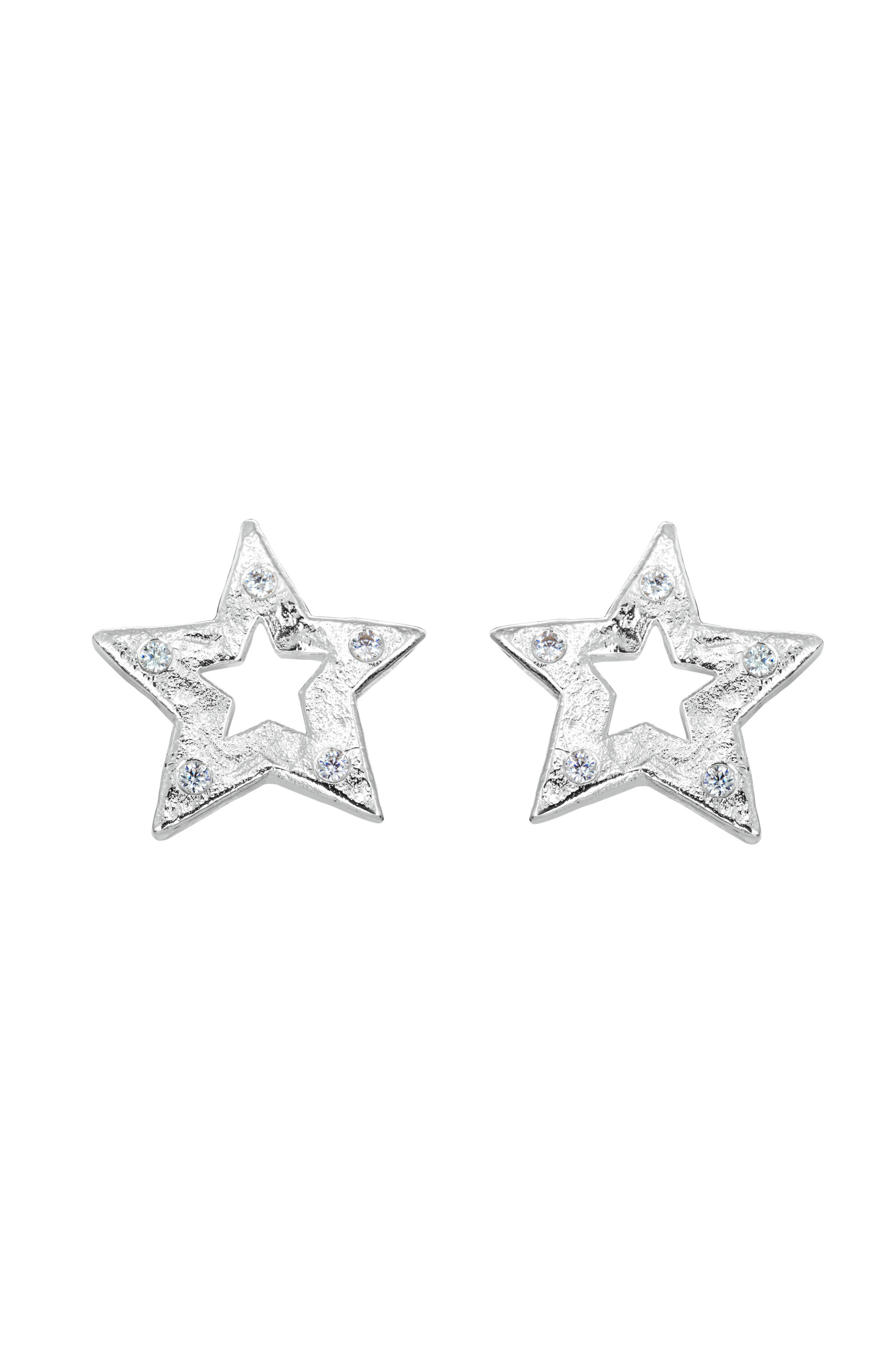 STUDDED STAR EARRINGS SILVER