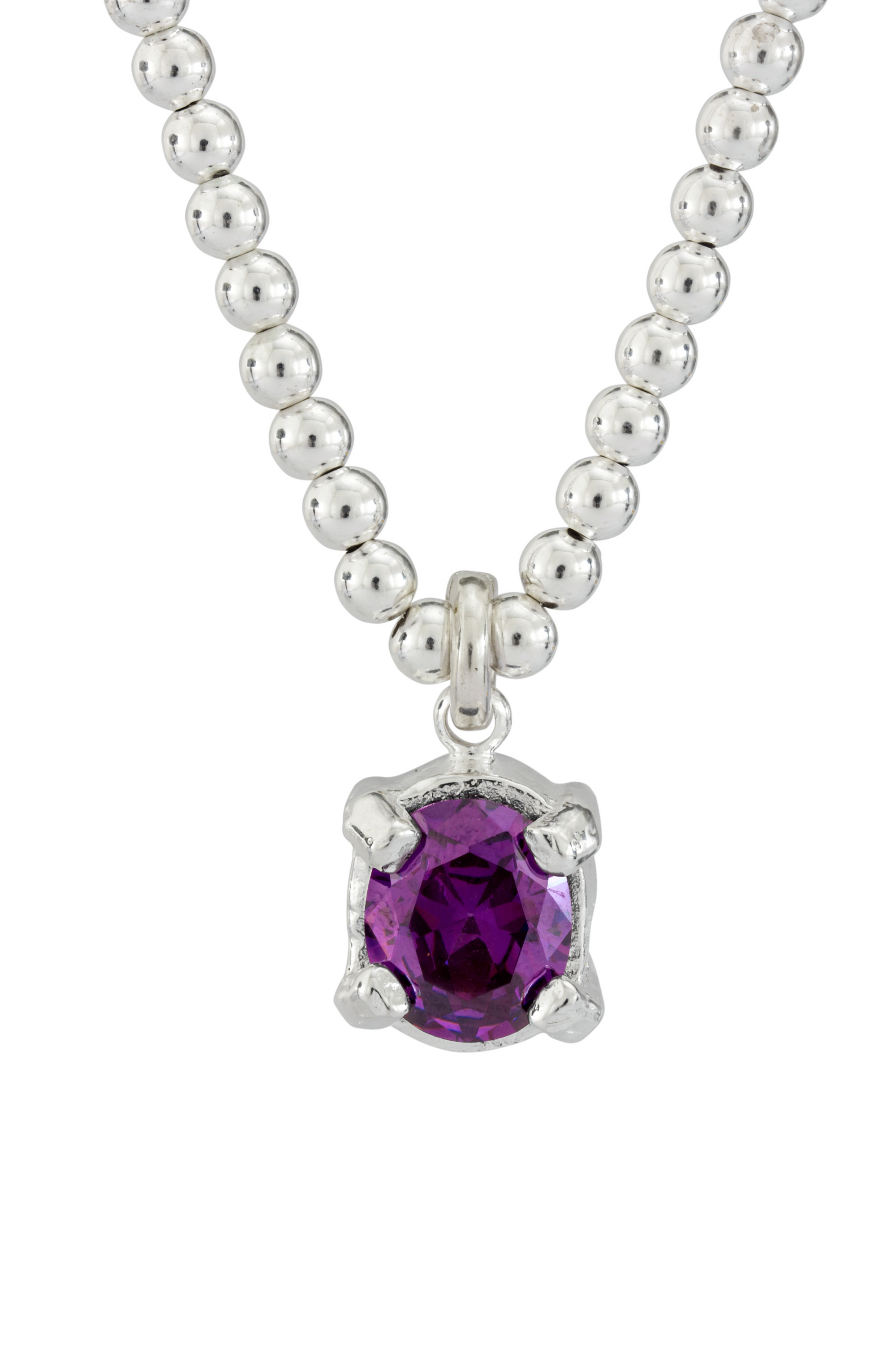 AMETHYST CHARMER NECKLACE SILVER