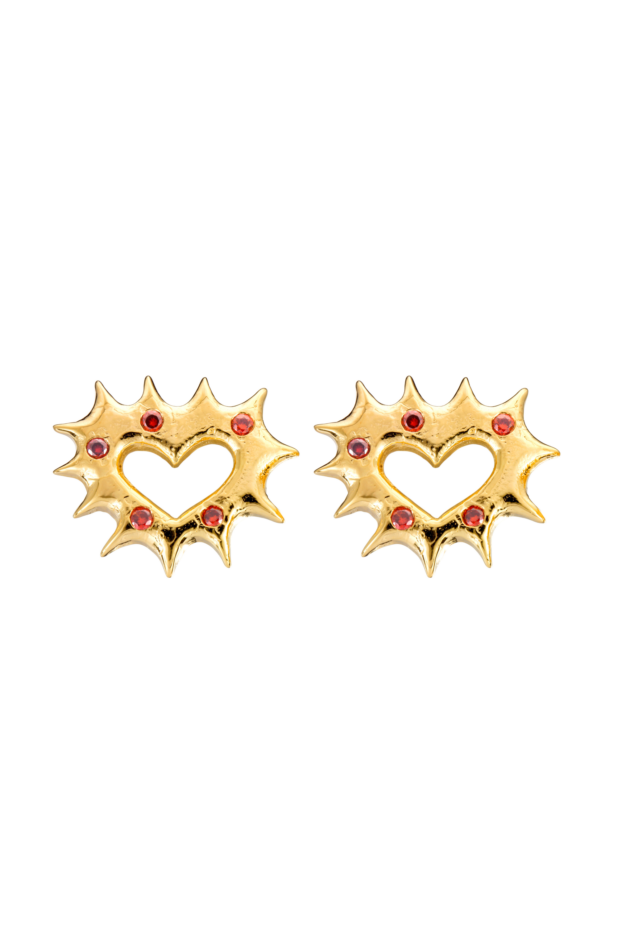 SPIKEY HEART EARRINGS GOLD