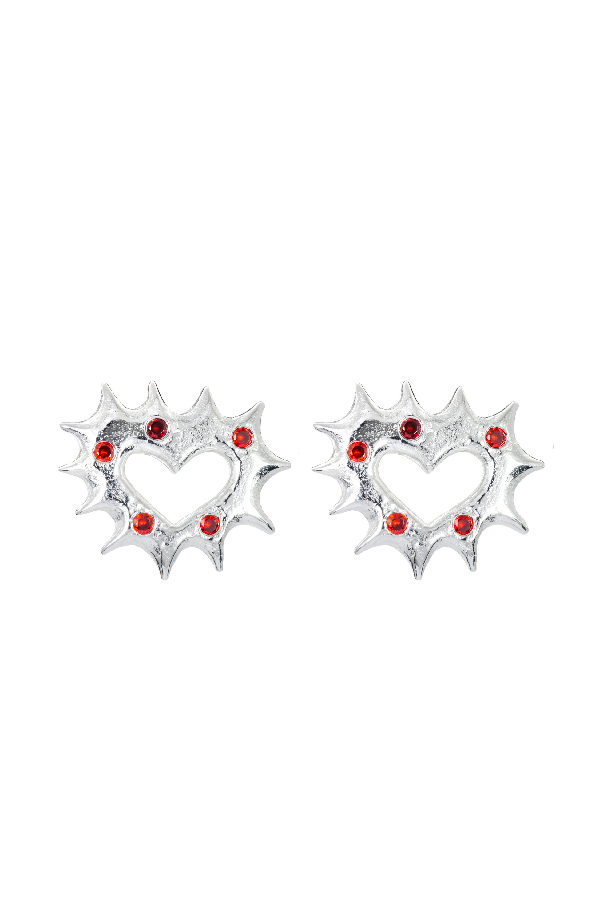 SPIKEY HEART EARRINGS SILVER