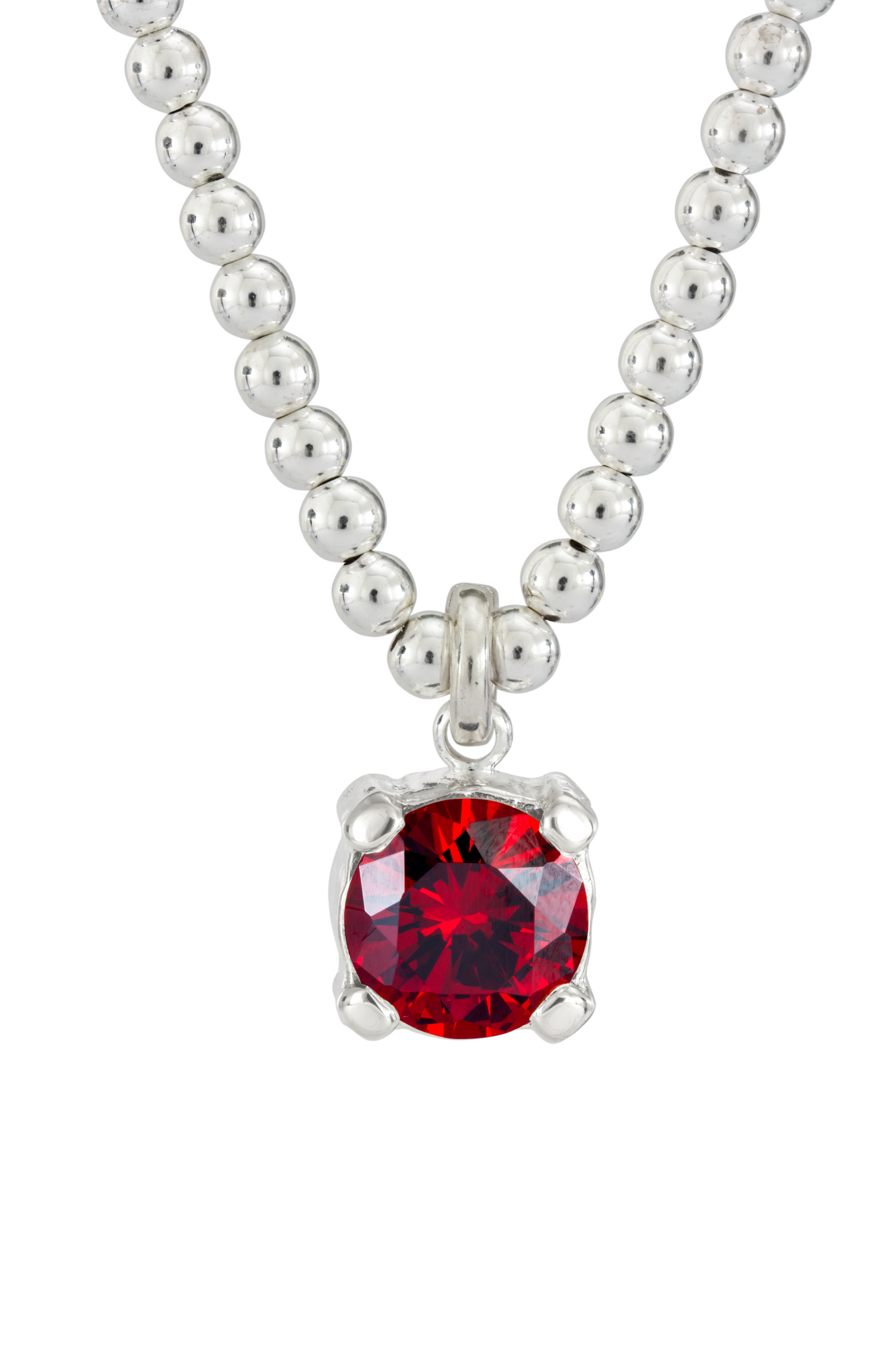 RED CHARMER NECKLACE SILVER