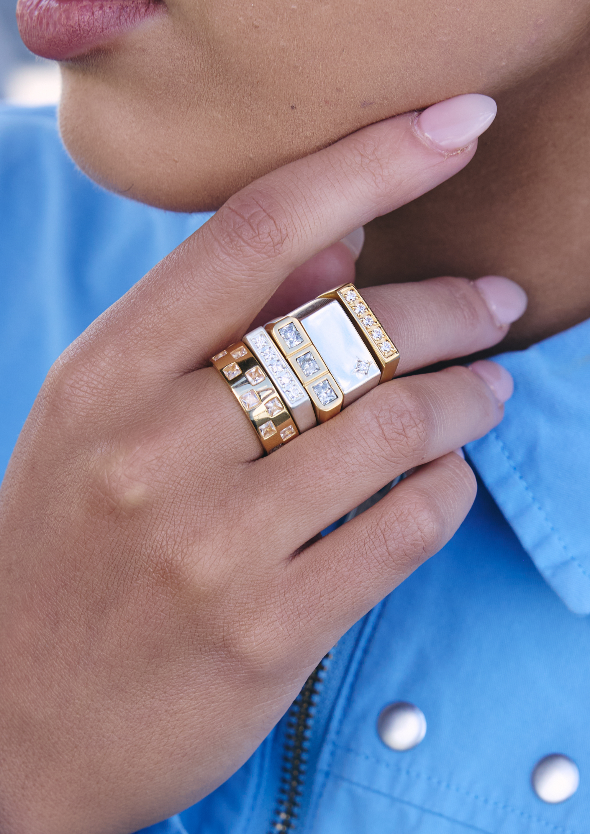CHECKER BOARD RING GOLD