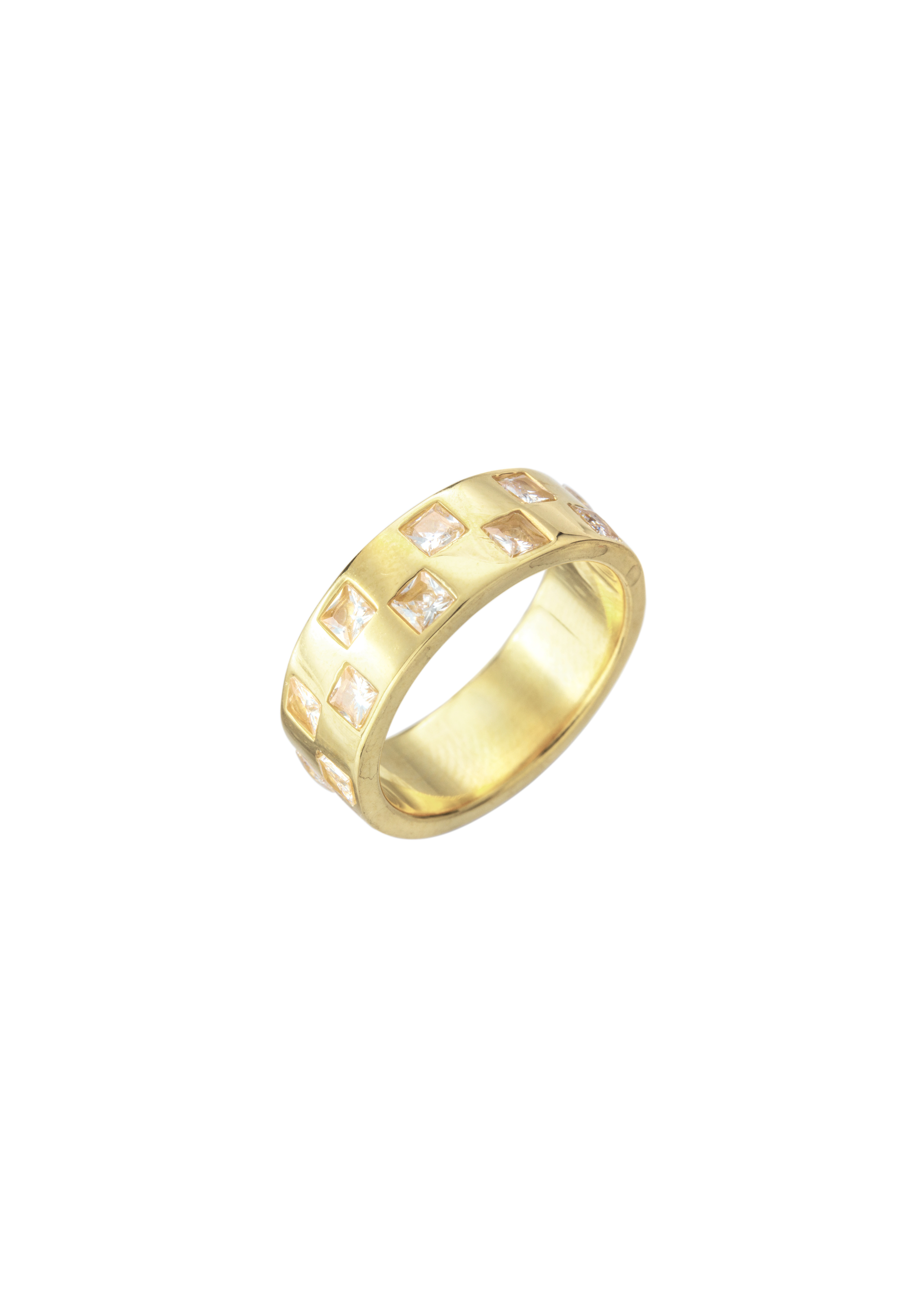 CHECKER BOARD RING GOLD