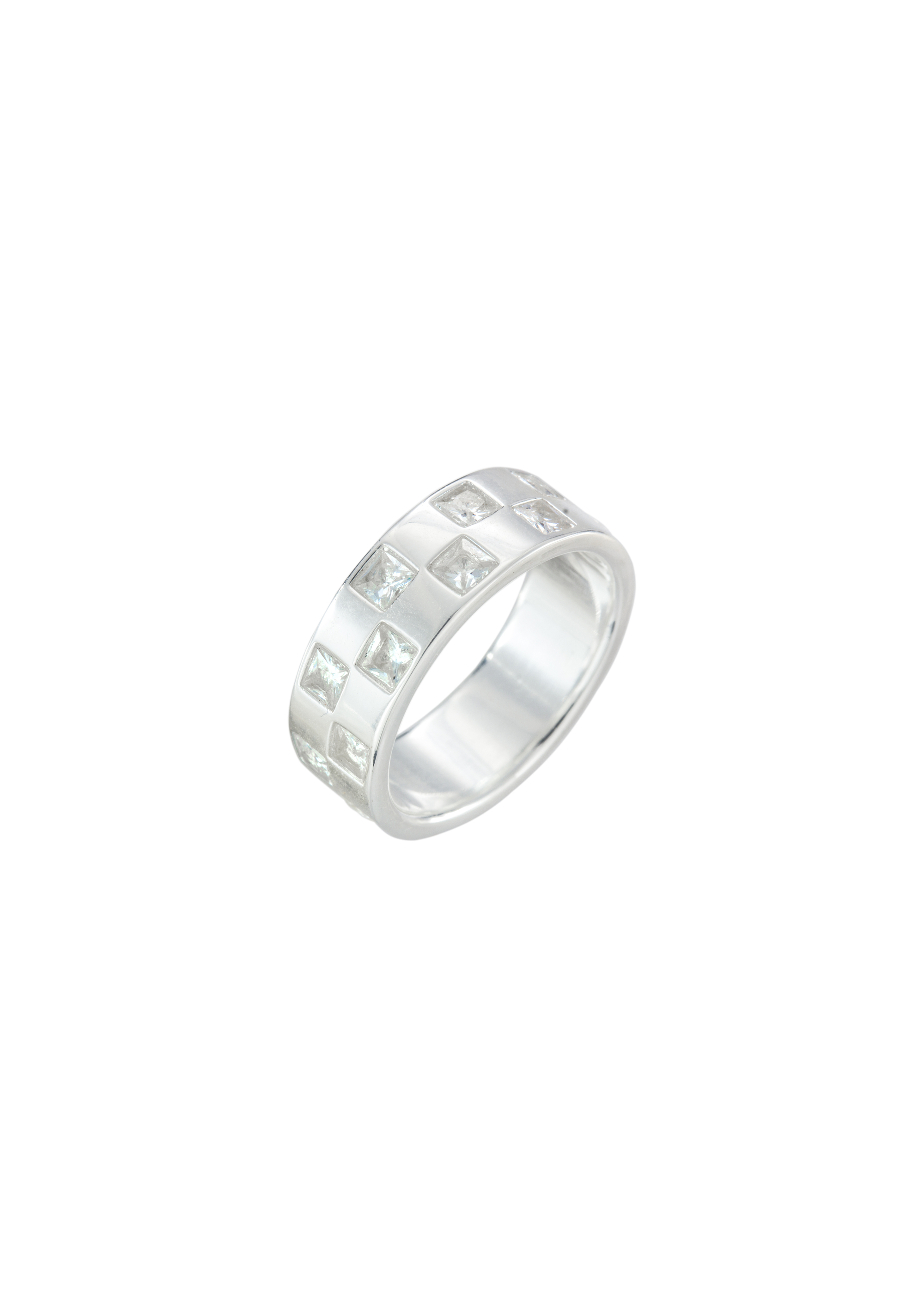 CHECKER BOARD RING SILVER
