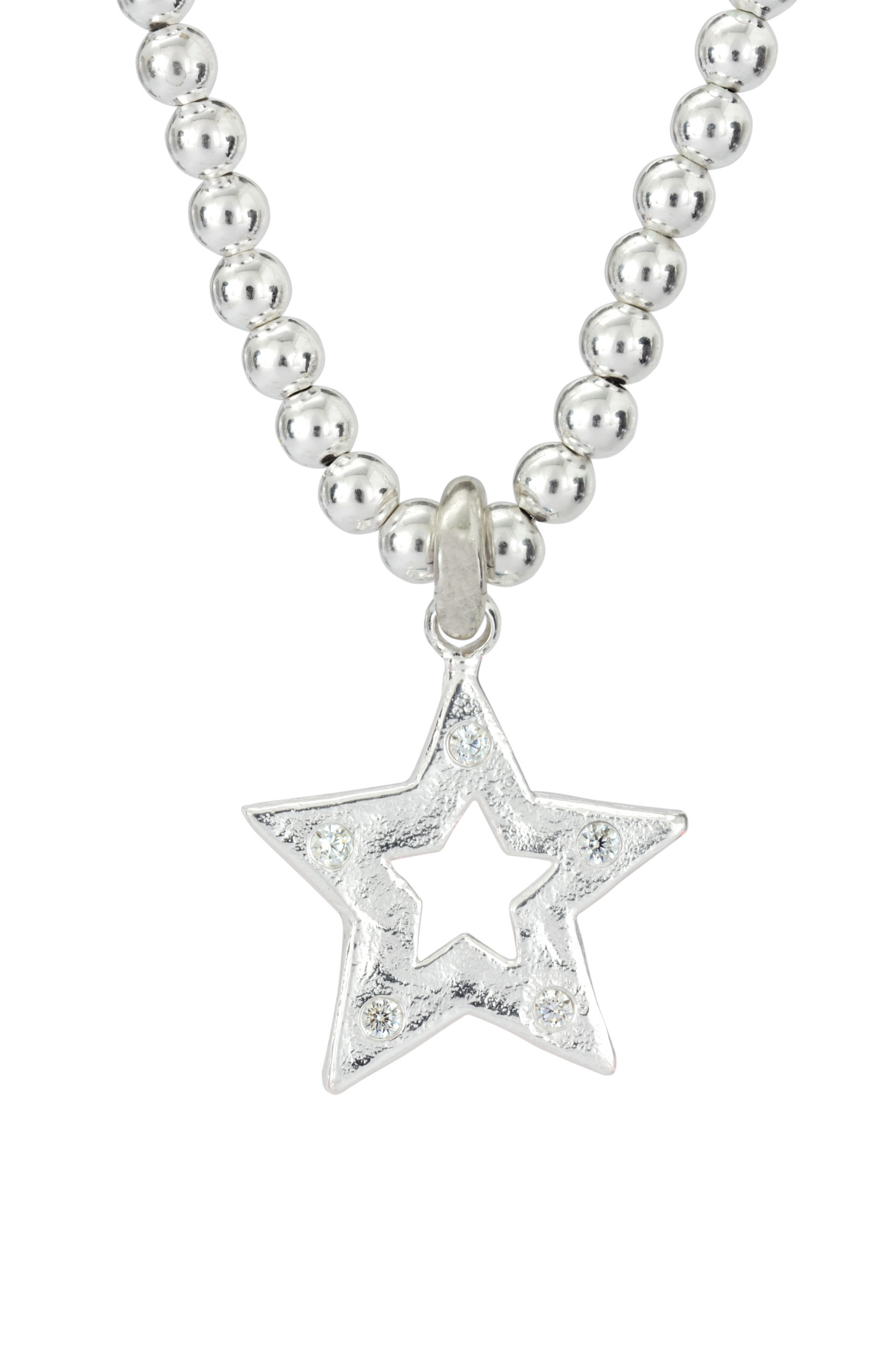 STUDDED STAR NECKLACE SILVER