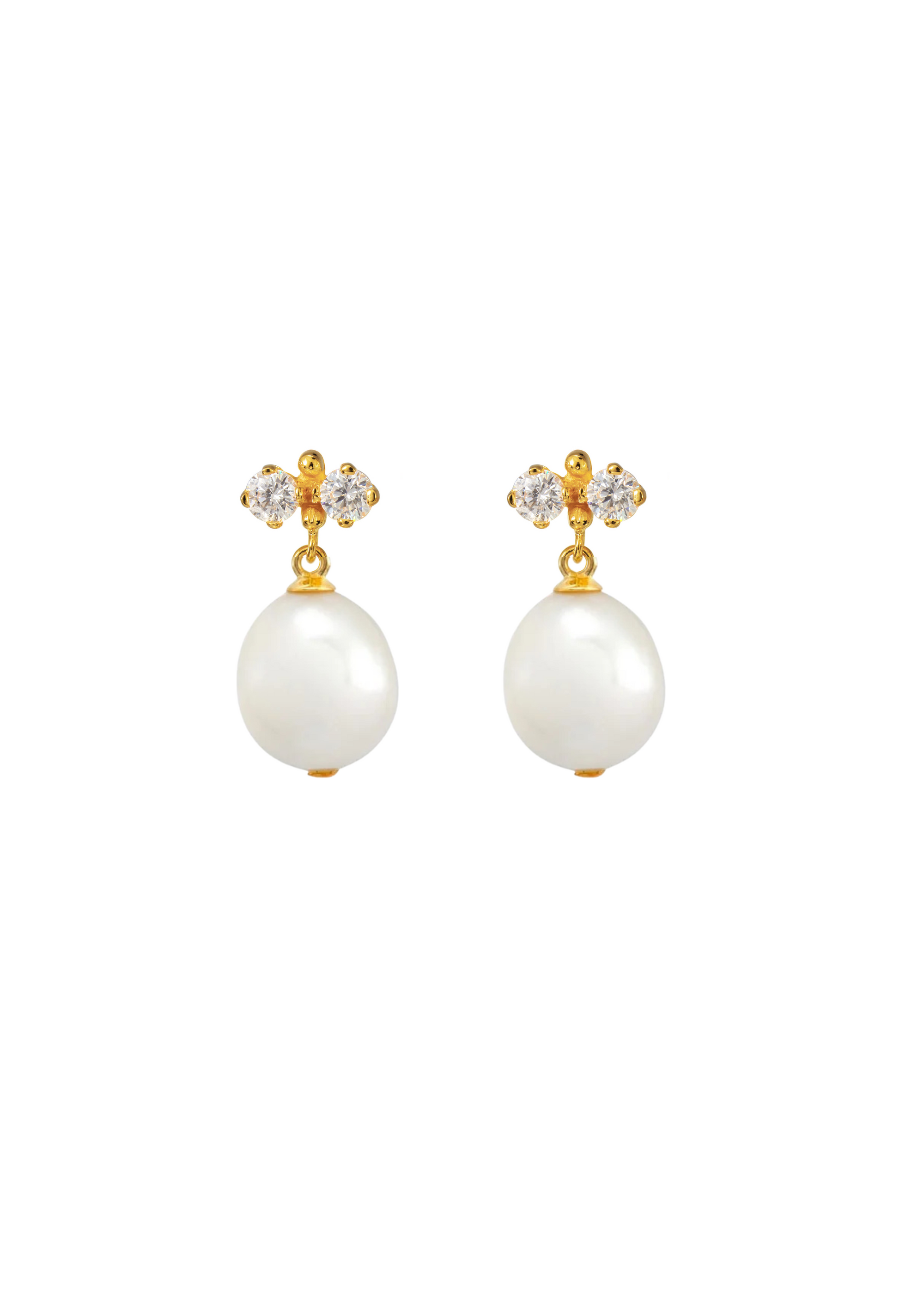 TWIN PEARL EARRINGS GOLD