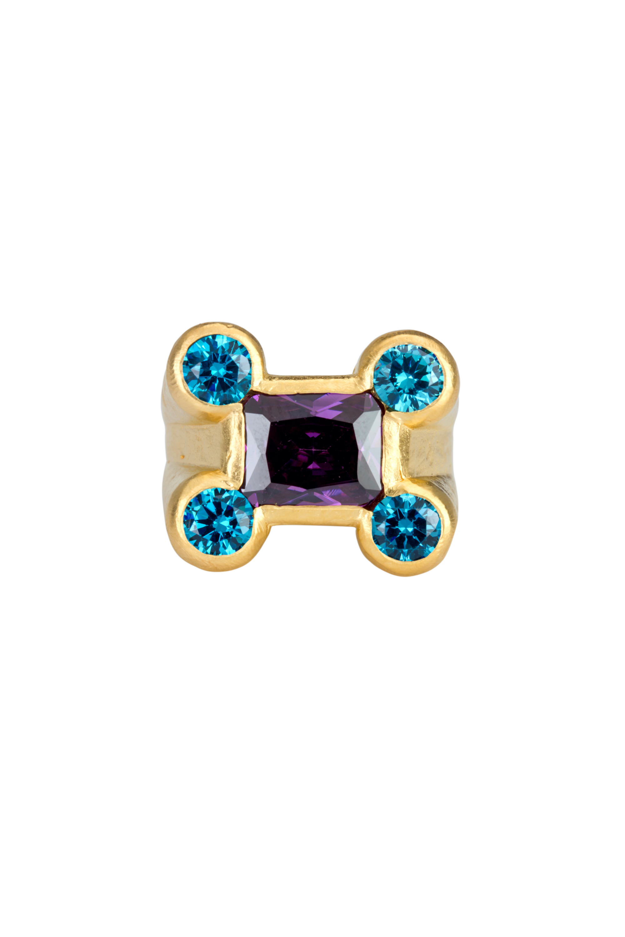 DOUBLE DATE RING PURPLE GOLD