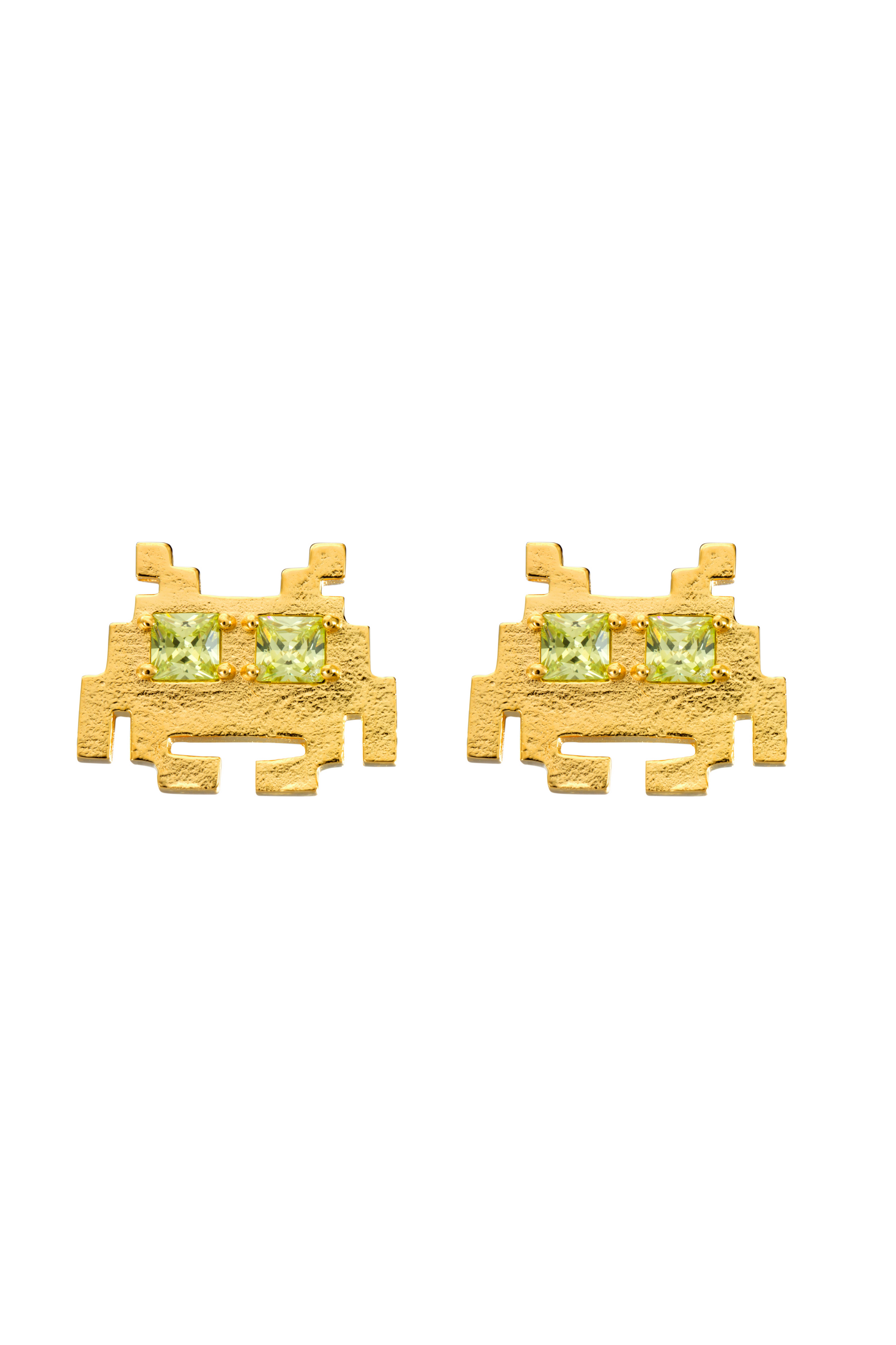 PIXEL ROBOT EARRINGS GOLD