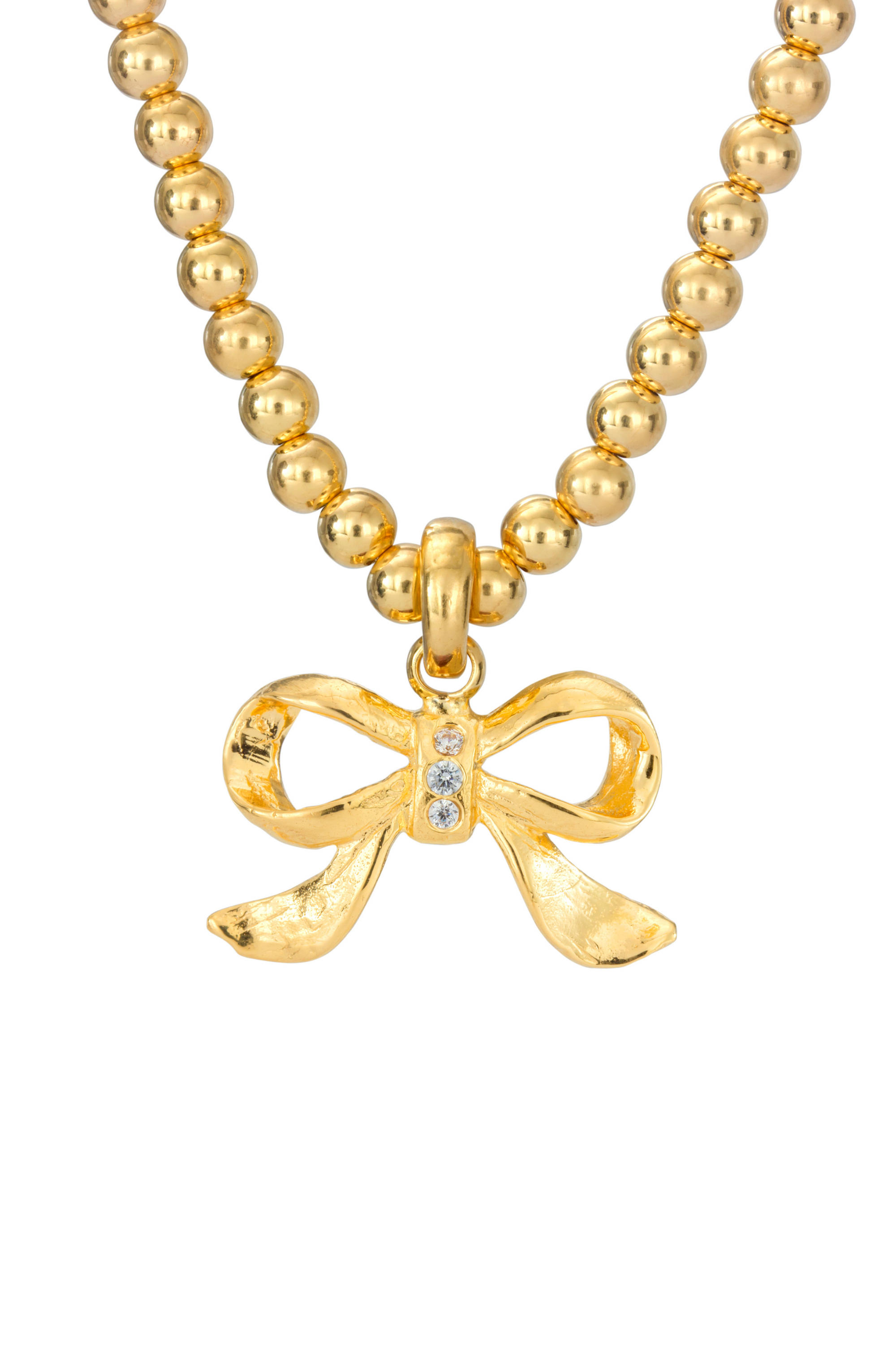 BEJEWELLED BOW PEEP NECKLACE GOLD