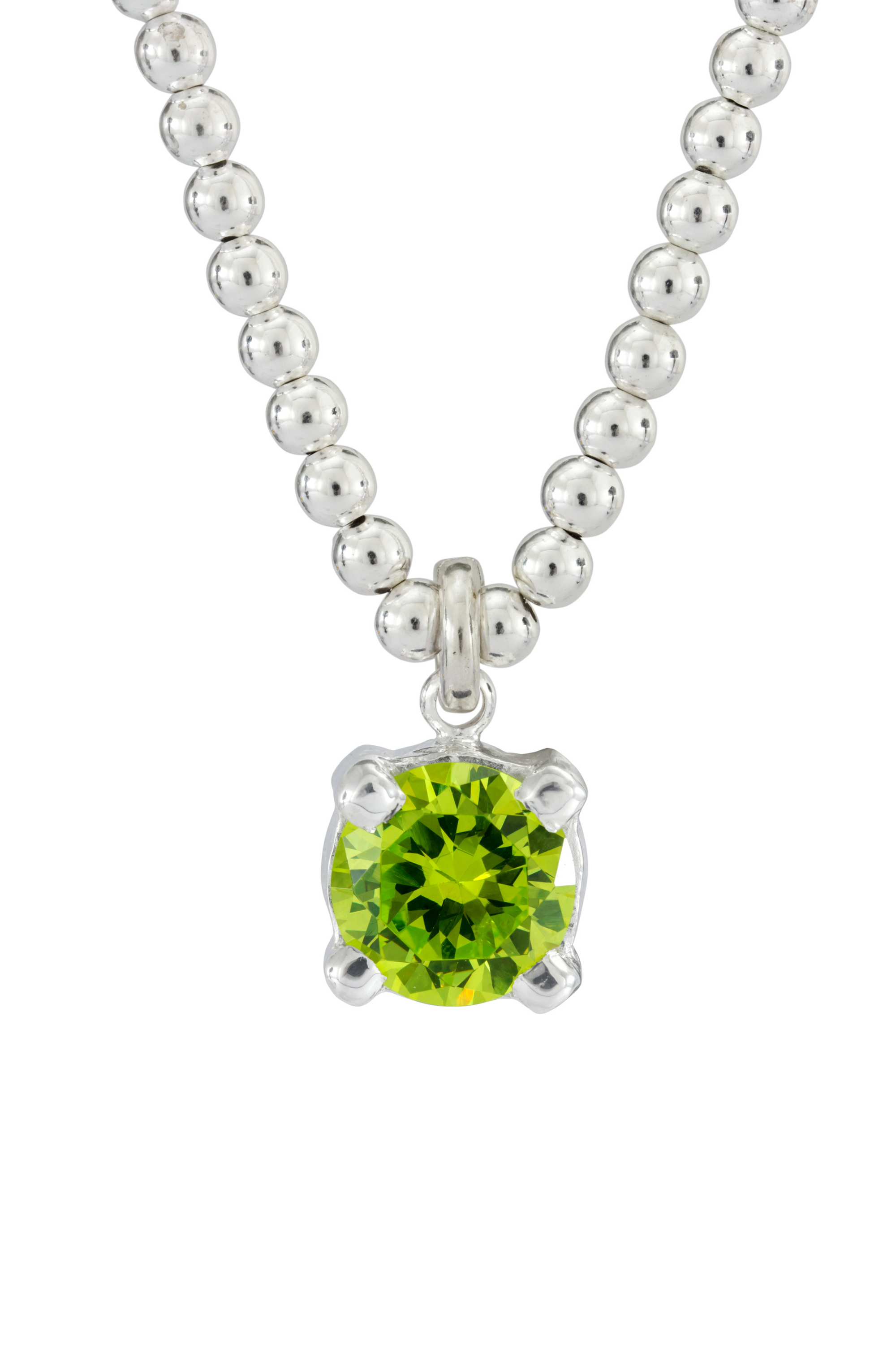 GREEN CHARMER NECKLACE SILVER