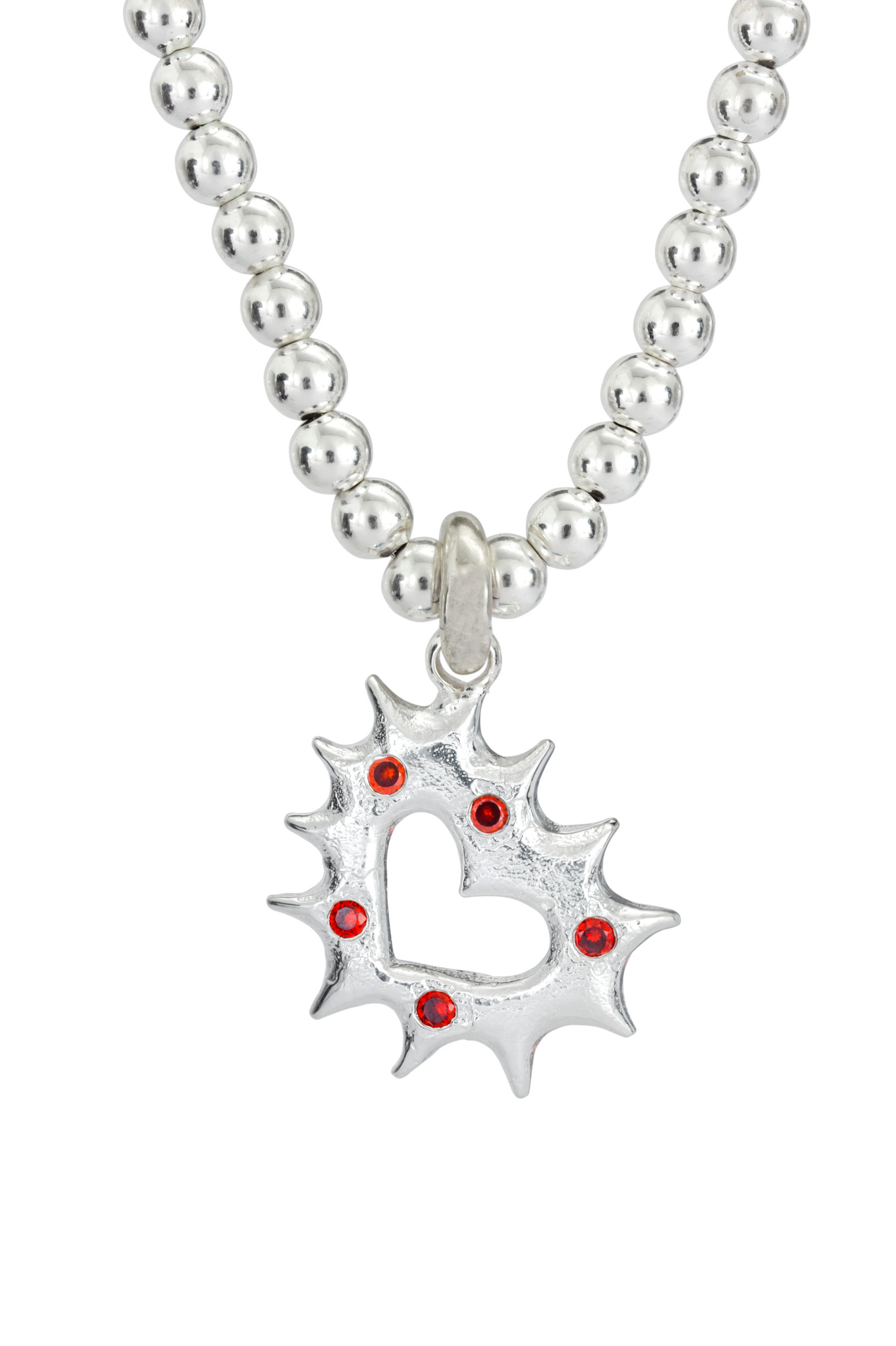 SPIKEY HEART NECKLACE SILVER